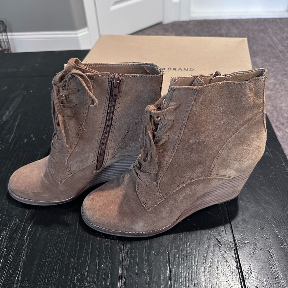 Brown Suede Wedge Ankle Boots